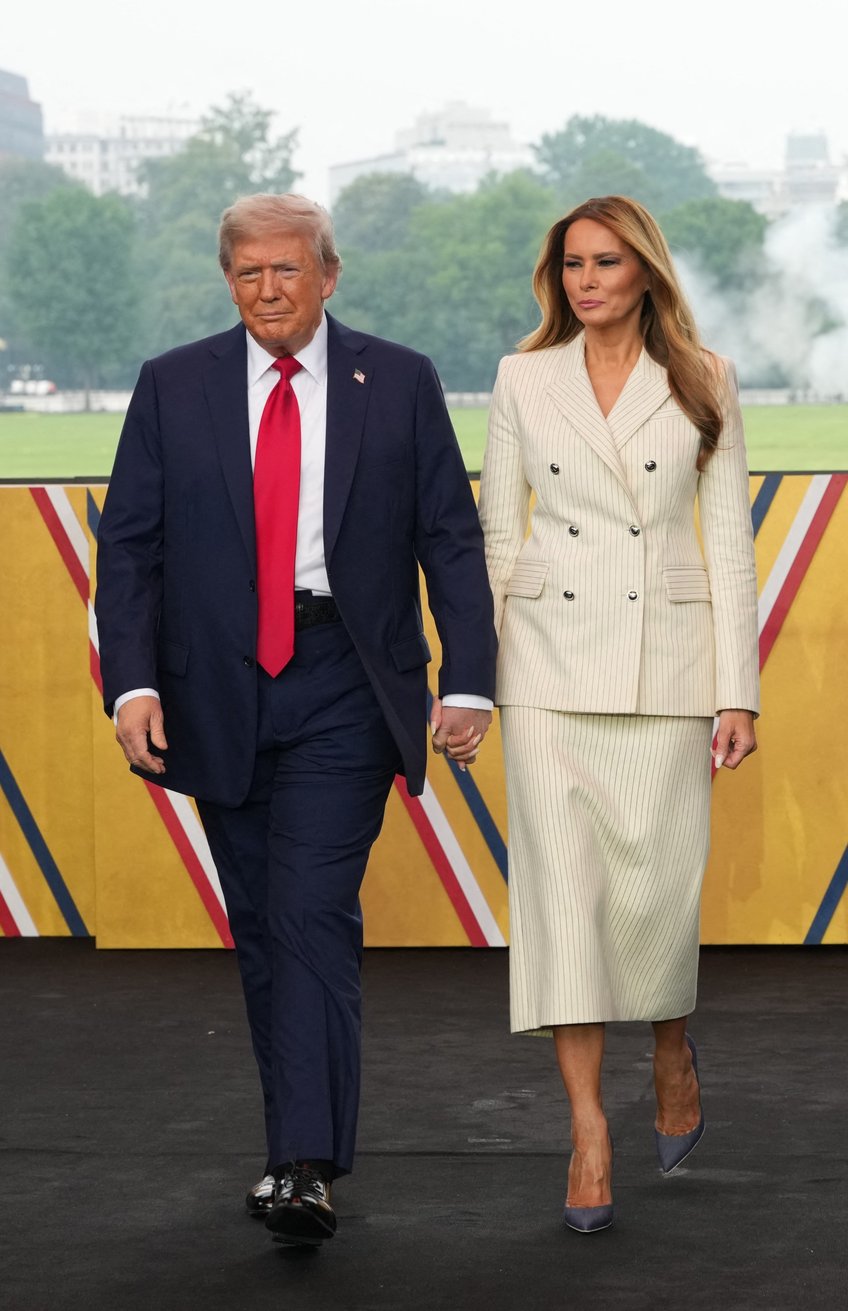 fashion notes first lady melania trump attends army parade in adam lippes suit christian louboutins