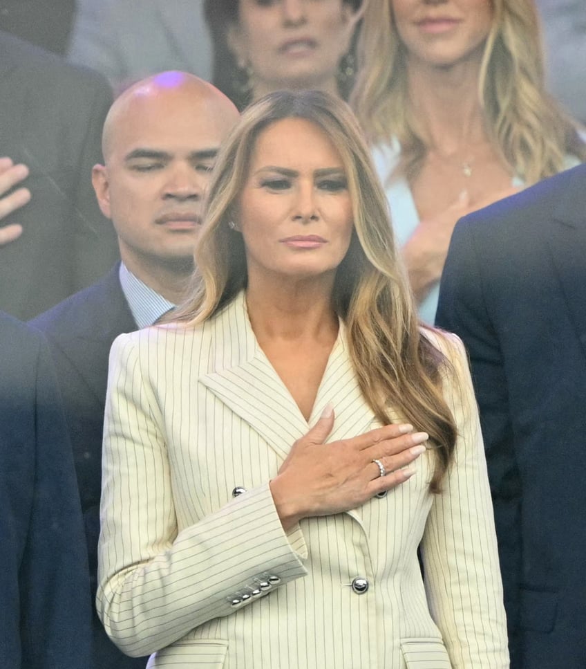fashion notes first lady melania trump attends army parade in adam lippes suit christian louboutins
