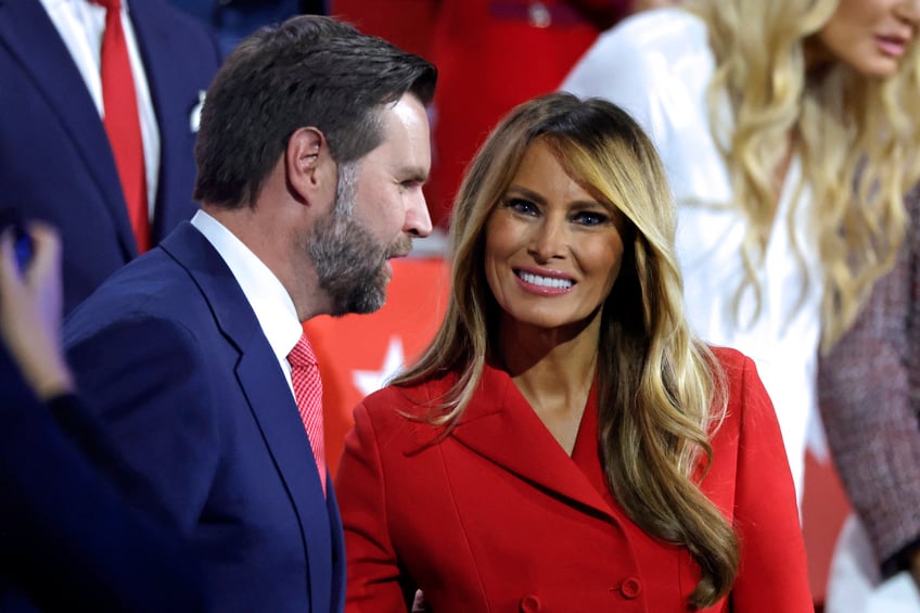 fashion notes first lady melania trump attends rnc in red dior suit