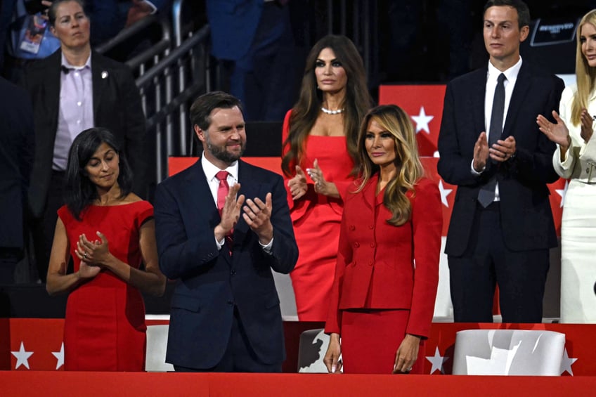 fashion notes first lady melania trump attends rnc in red dior suit