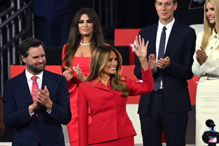 fashion notes first lady melania trump attends rnc in red dior suit