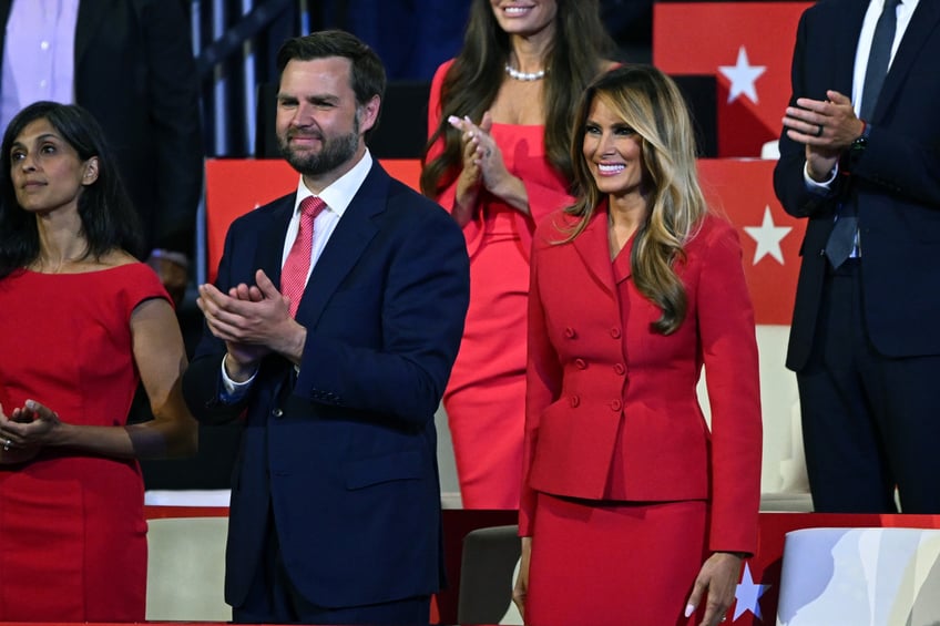 fashion notes first lady melania trump attends rnc in red dior suit