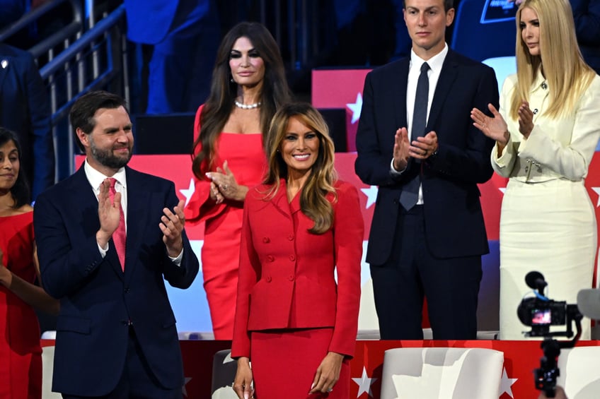 fashion notes first lady melania trump attends rnc in red dior suit