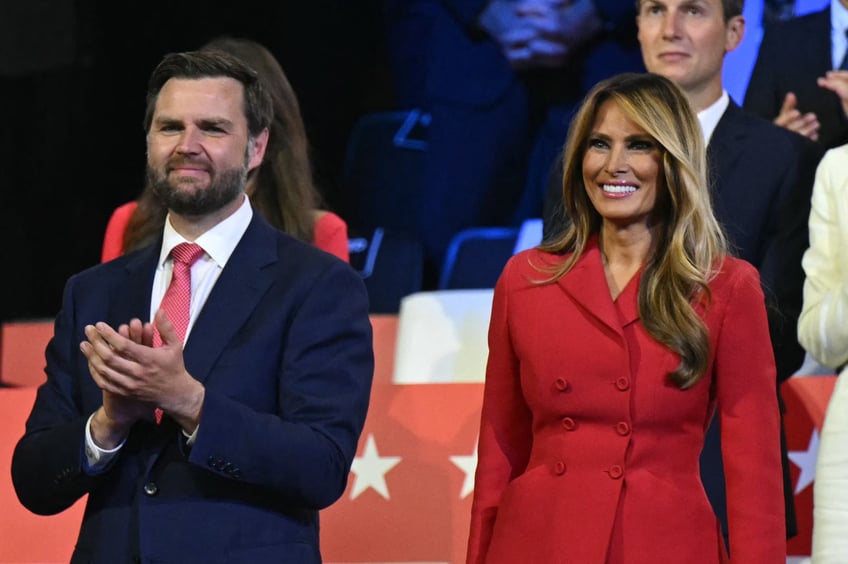 fashion notes first lady melania trump attends rnc in red dior suit