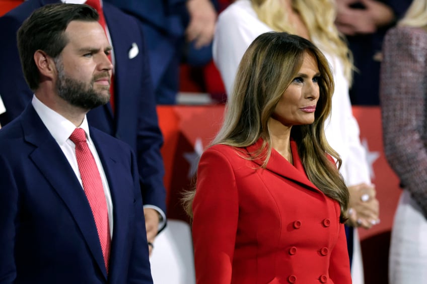 fashion notes first lady melania trump attends rnc in red dior suit