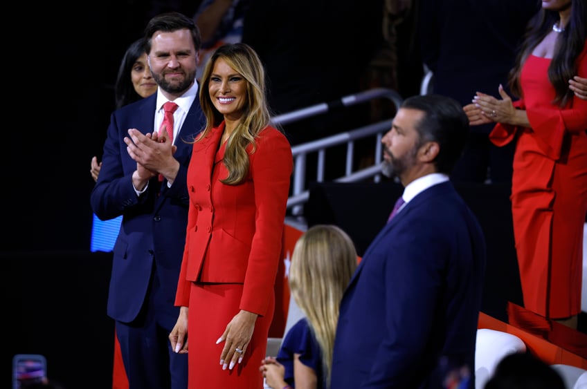 fashion notes first lady melania trump attends rnc in red dior suit