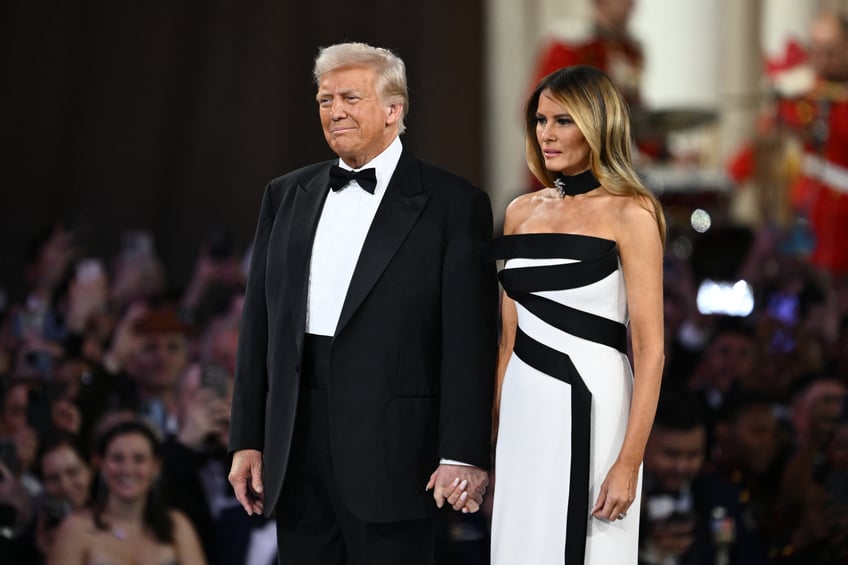 fashion notes melania trump attends inaugural ball in custom herve pierre evening gown