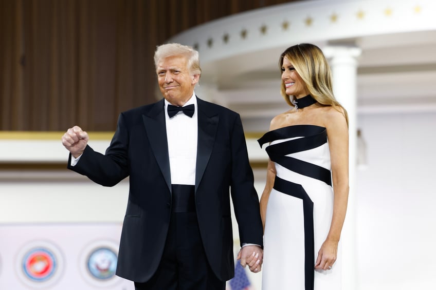 fashion notes melania trump attends inaugural ball in custom herve pierre evening gown