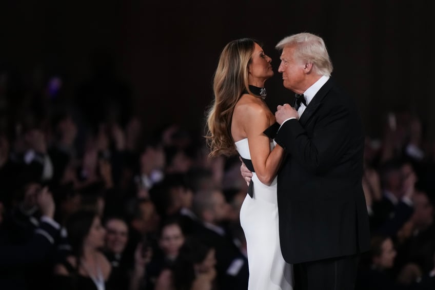 fashion notes melania trump attends inaugural ball in custom herve pierre evening gown