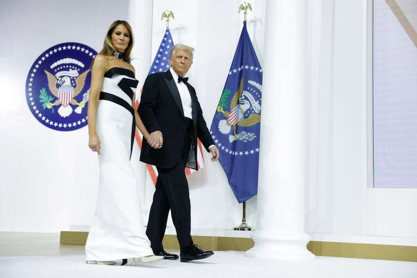 fashion notes melania trump attends inaugural ball in custom herve pierre evening gown