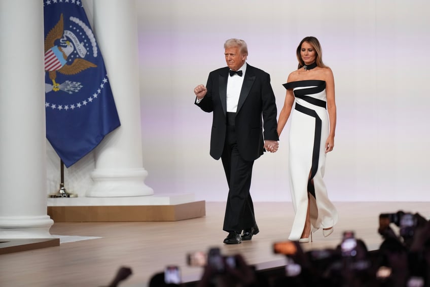 fashion notes melania trump attends inaugural ball in custom herve pierre evening gown