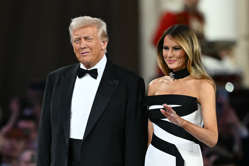 fashion notes melania trump attends inaugural ball in custom herve pierre evening gown