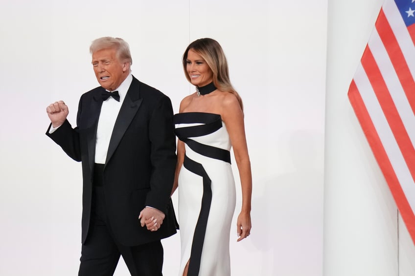 fashion notes melania trump attends inaugural ball in custom herve pierre evening gown