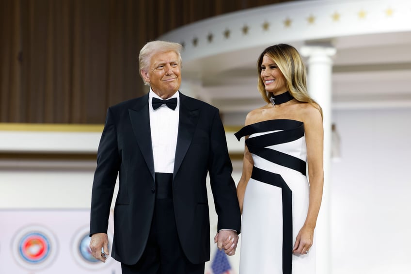 fashion notes melania trump attends inaugural ball in custom herve pierre evening gown