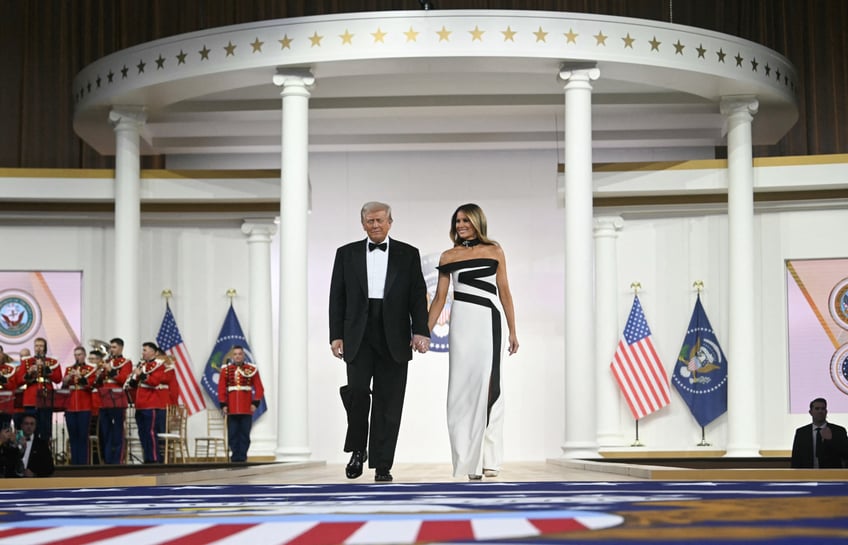 fashion notes melania trump attends inaugural ball in custom herve pierre evening gown