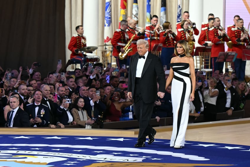 fashion notes melania trump attends inaugural ball in custom herve pierre evening gown