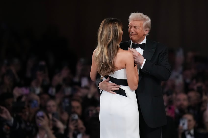 fashion notes melania trump attends inaugural ball in custom herve pierre evening gown