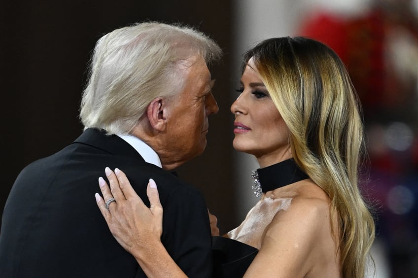 fashion notes melania trump attends inaugural ball in custom herve pierre evening gown