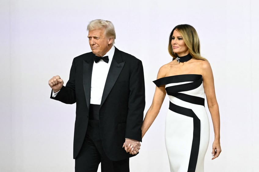 fashion notes melania trump attends inaugural ball in custom herve pierre evening gown