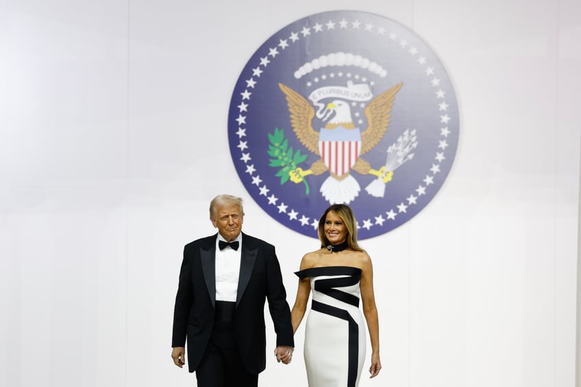 fashion notes melania trump attends inaugural ball in custom herve pierre evening gown