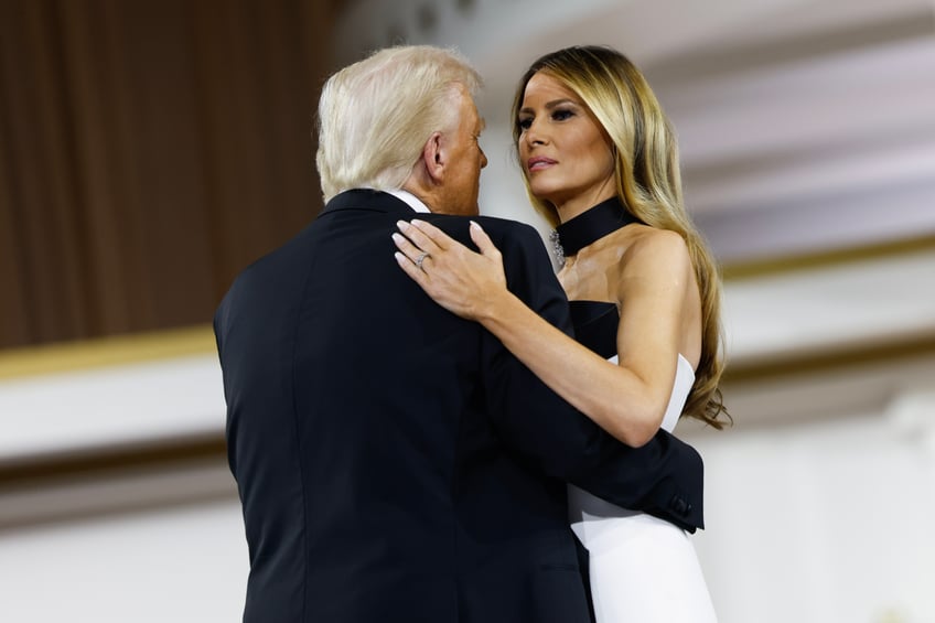 fashion notes melania trump attends inaugural ball in custom herve pierre evening gown