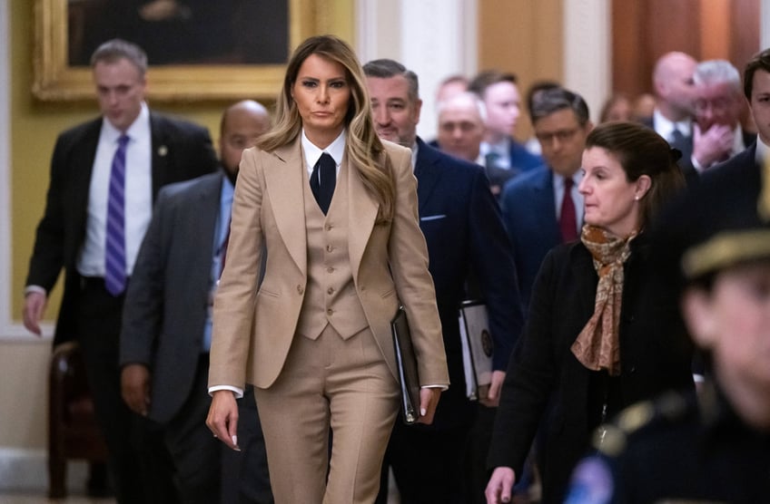 fashion notes melania trump gets down to business on capitol hill in ralph lauren suit