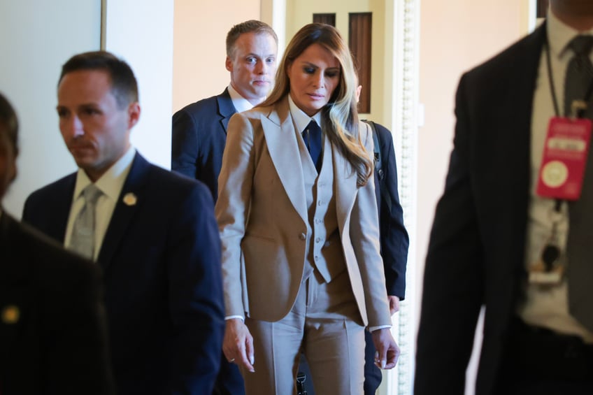 fashion notes melania trump gets down to business on capitol hill in ralph lauren suit