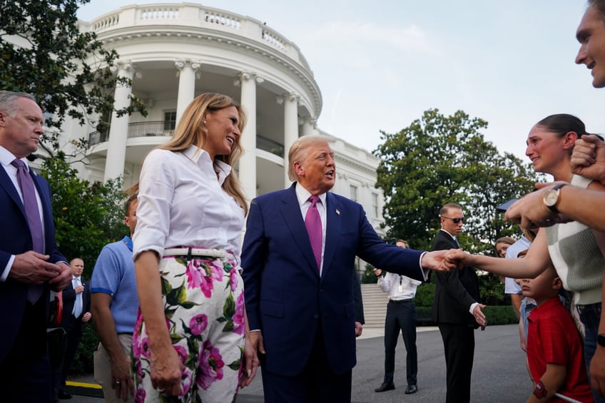 fashion notes melania trump hosts white house picnic in fuchsia dolce gabbana