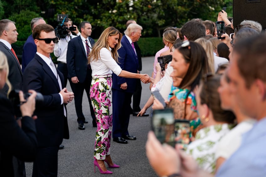 fashion notes melania trump hosts white house picnic in fuchsia dolce gabbana