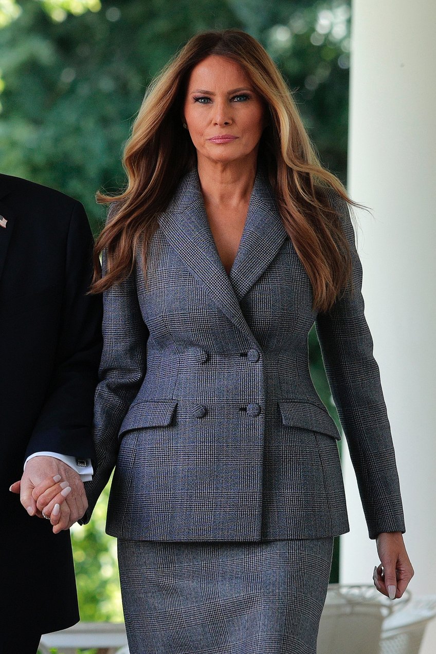 fashion notes melania trump is all business in prada suit python pumps