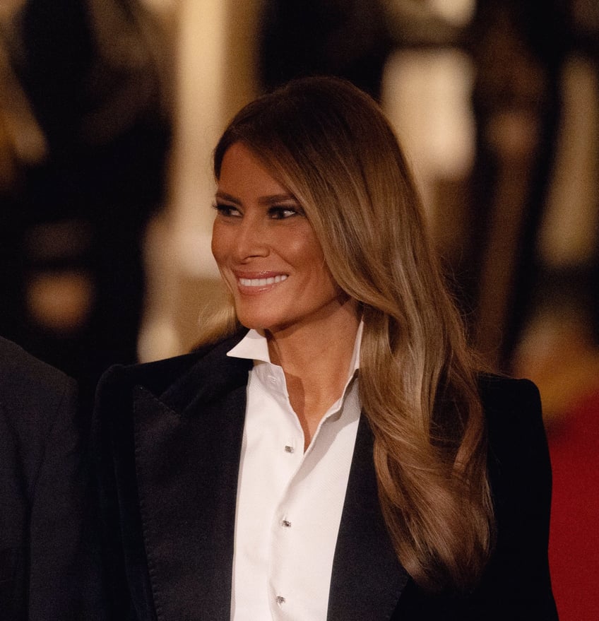 fashion notes melania trump is all class in dolce gabbana tuxedo for dinner in the east room