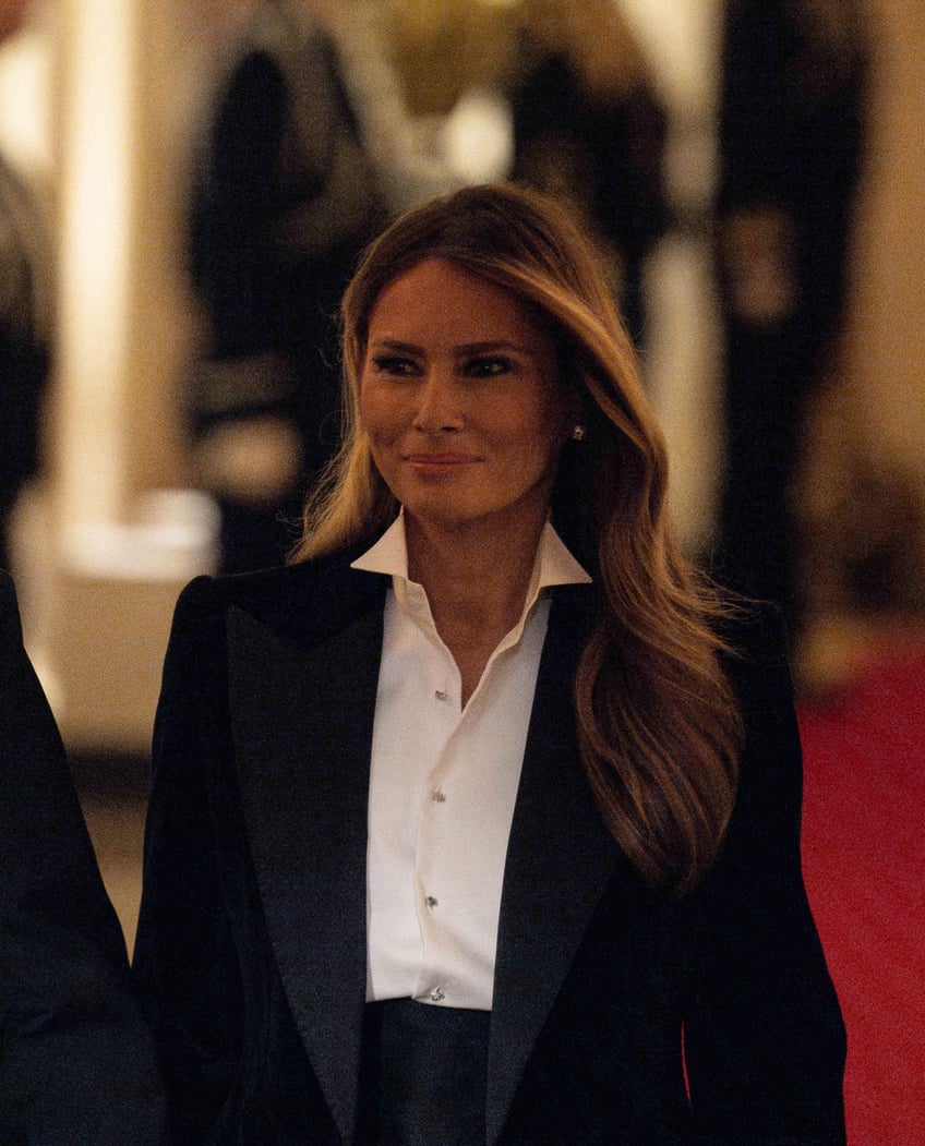 fashion notes melania trump is all class in dolce gabbana tuxedo for dinner in the east room