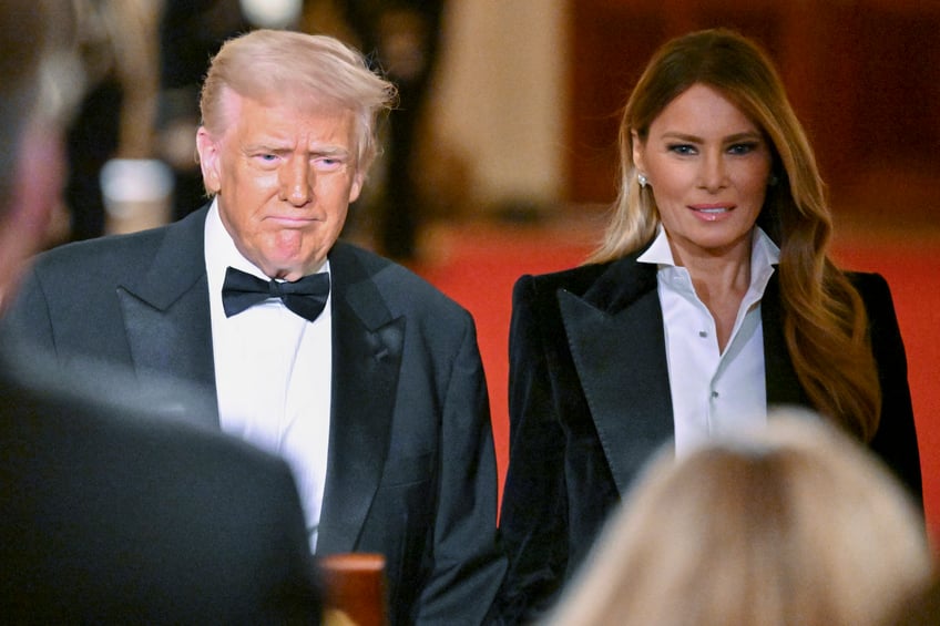 fashion notes melania trump is all class in dolce gabbana tuxedo for dinner in the east room