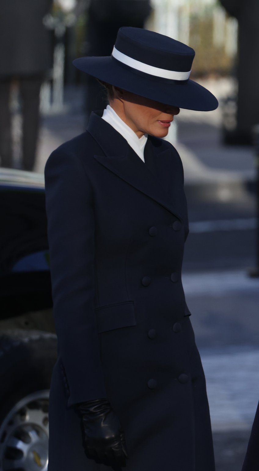 fashion notes melania trump is epitome of american luxury in adam lippes coat eric javits hat