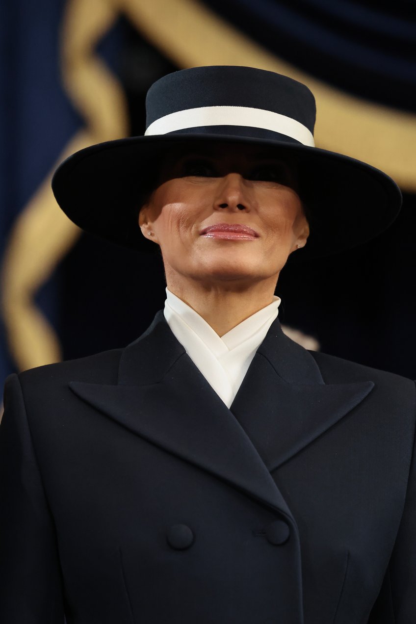 fashion notes melania trump is epitome of american luxury in adam lippes coat eric javits hat