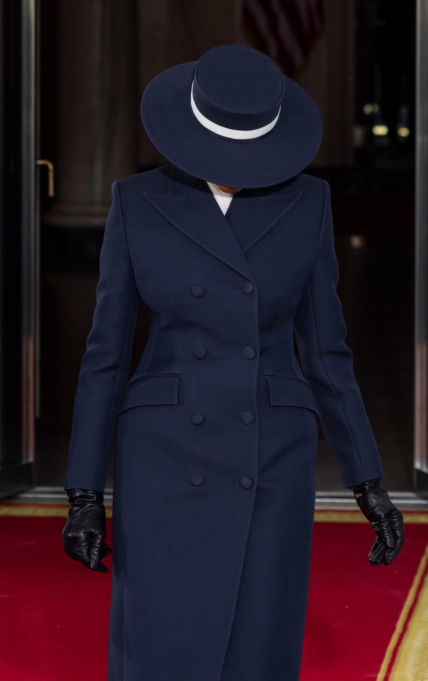 fashion notes melania trump is epitome of american luxury in adam lippes coat eric javits hat