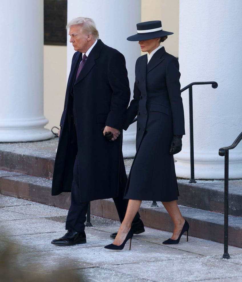 fashion notes melania trump is epitome of american luxury in adam lippes coat eric javits hat