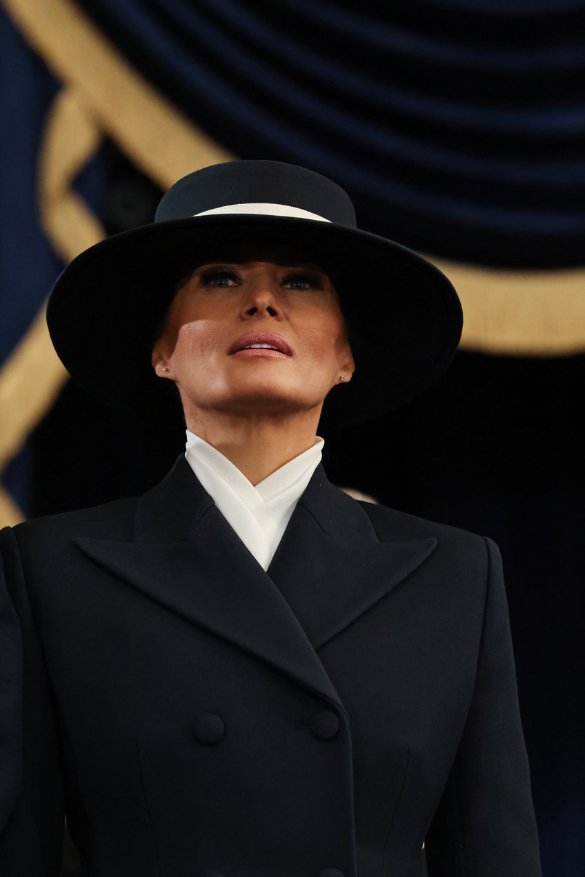 fashion notes melania trump is epitome of american luxury in adam lippes coat eric javits hat