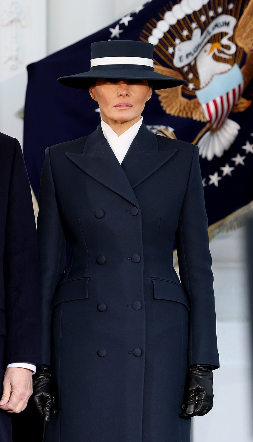 fashion notes melania trump is epitome of american luxury in adam lippes coat eric javits hat