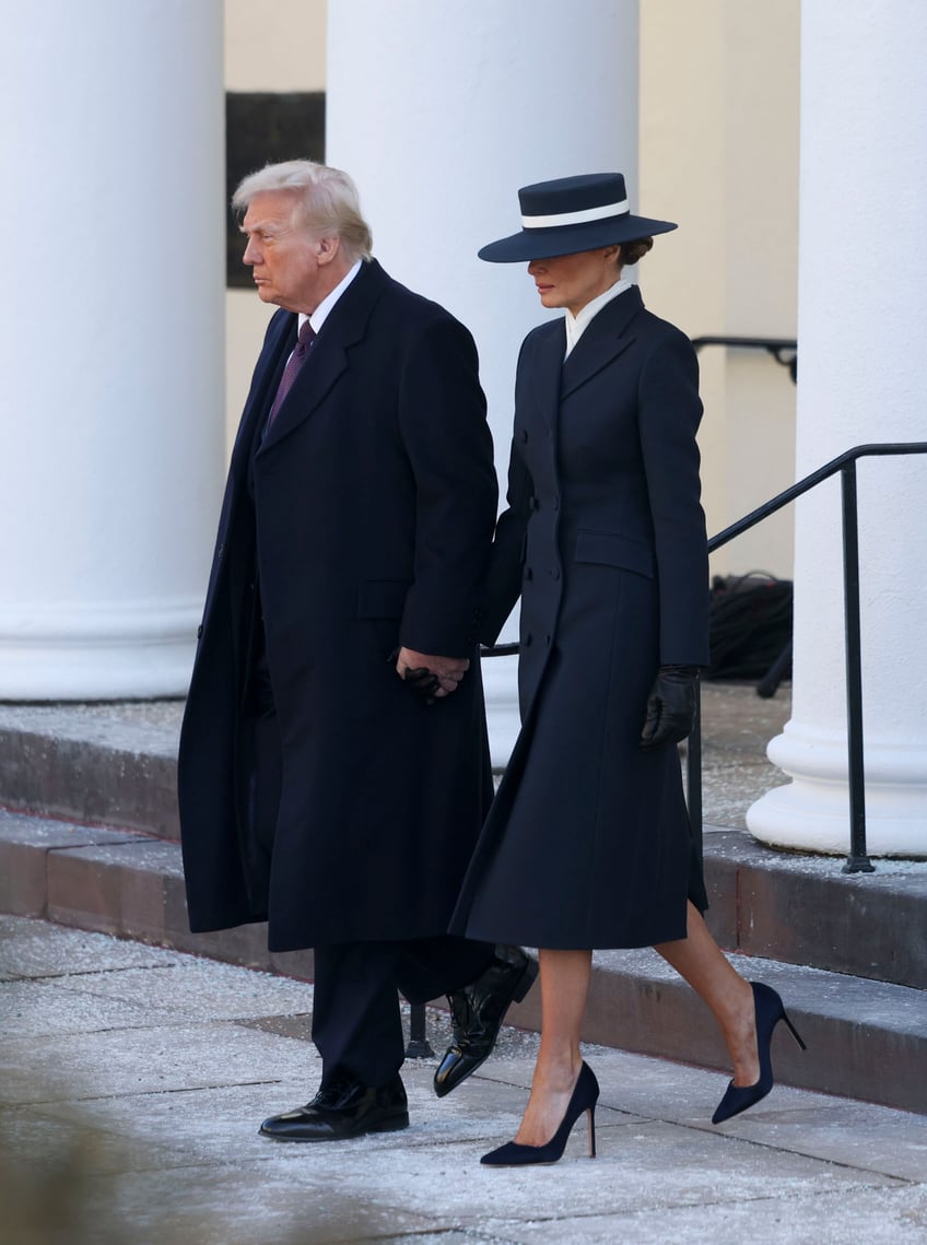 fashion notes melania trump is epitome of american luxury in adam lippes coat eric javits hat