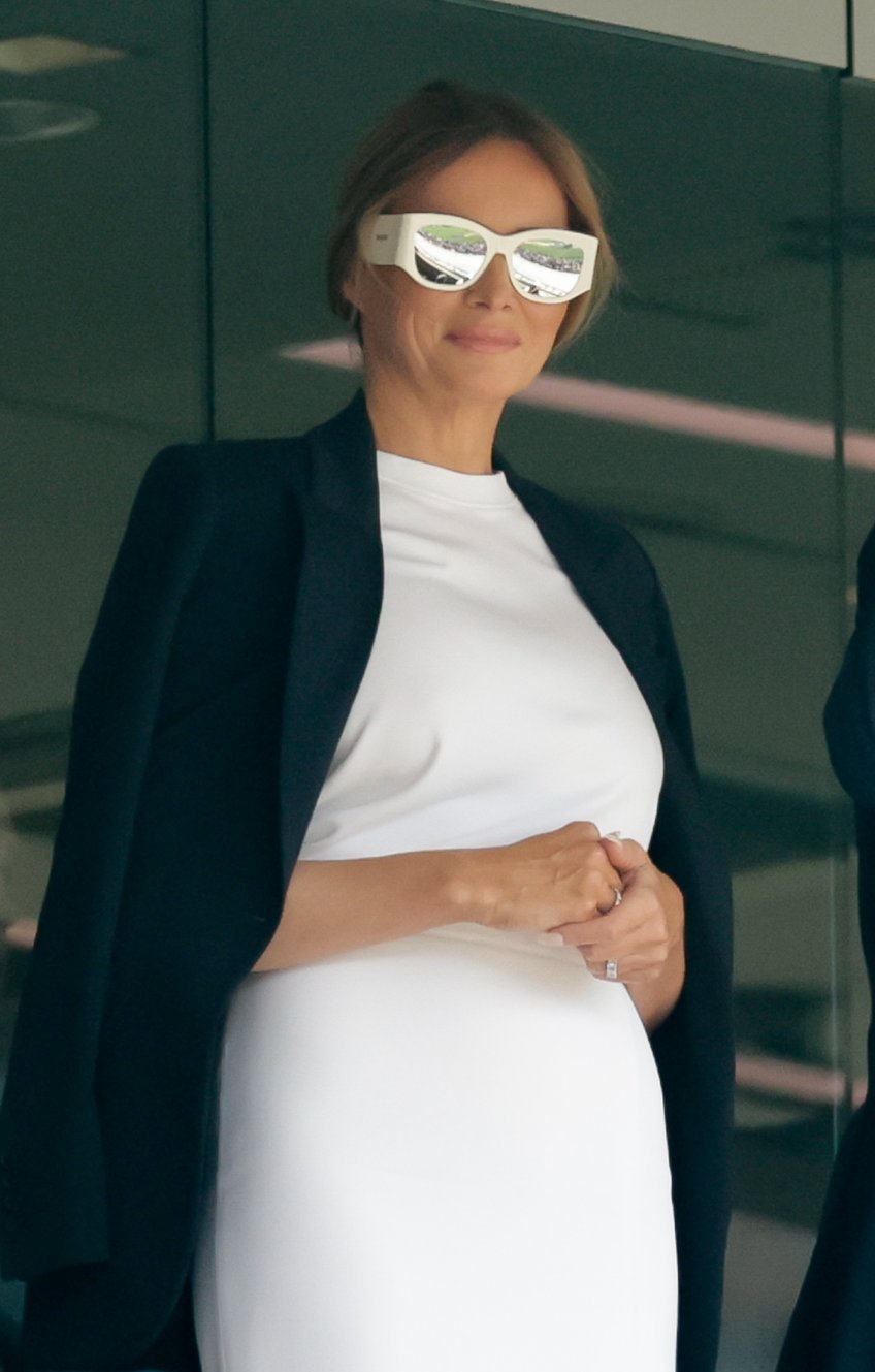 fashion notes melania trump is white hot in michael kors christian dior shades for fifa world cup