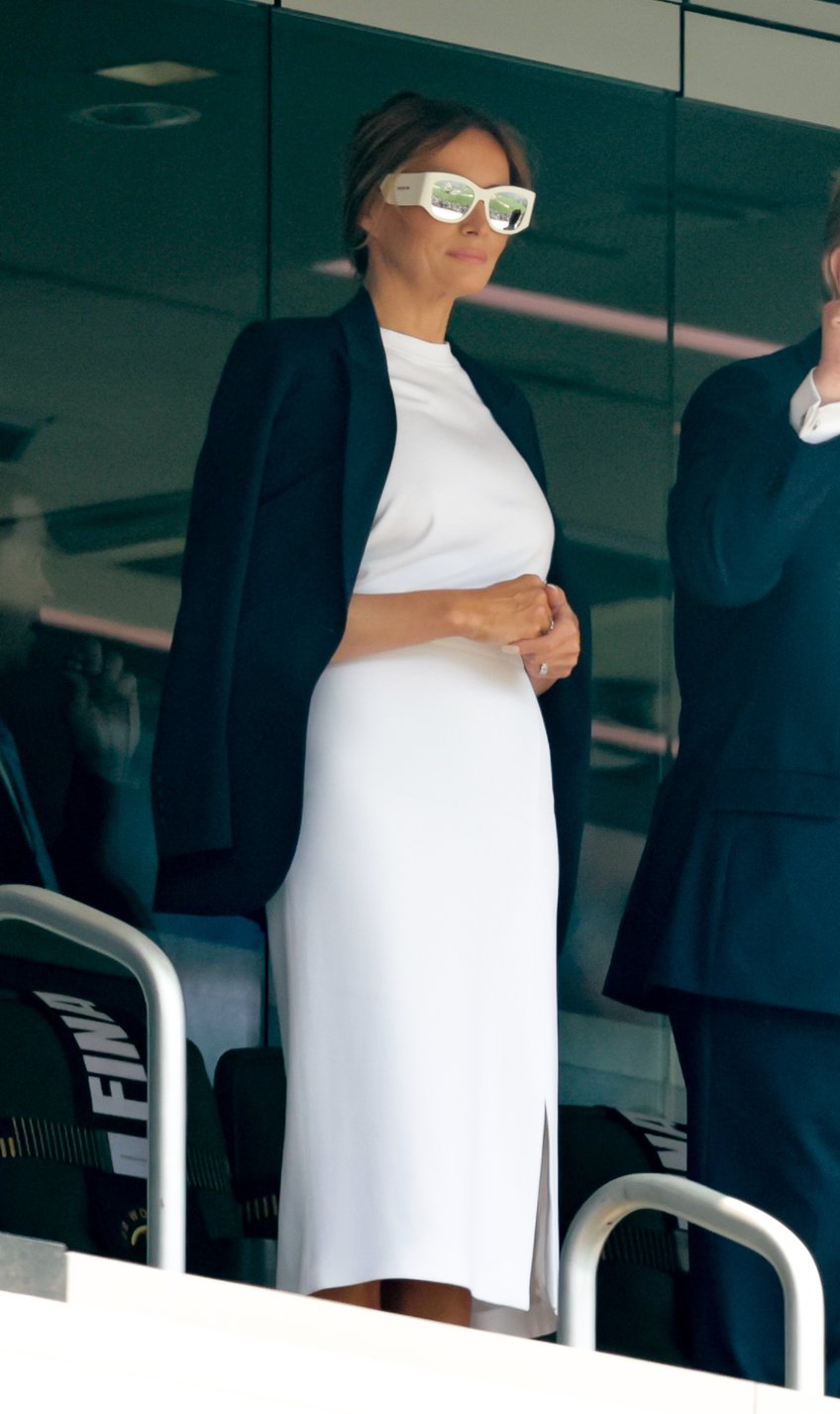 fashion notes melania trump is white hot in michael kors christian dior shades for fifa world cup