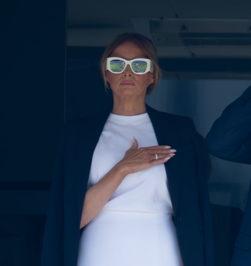 fashion notes melania trump is white hot in michael kors christian dior shades for fifa world cup