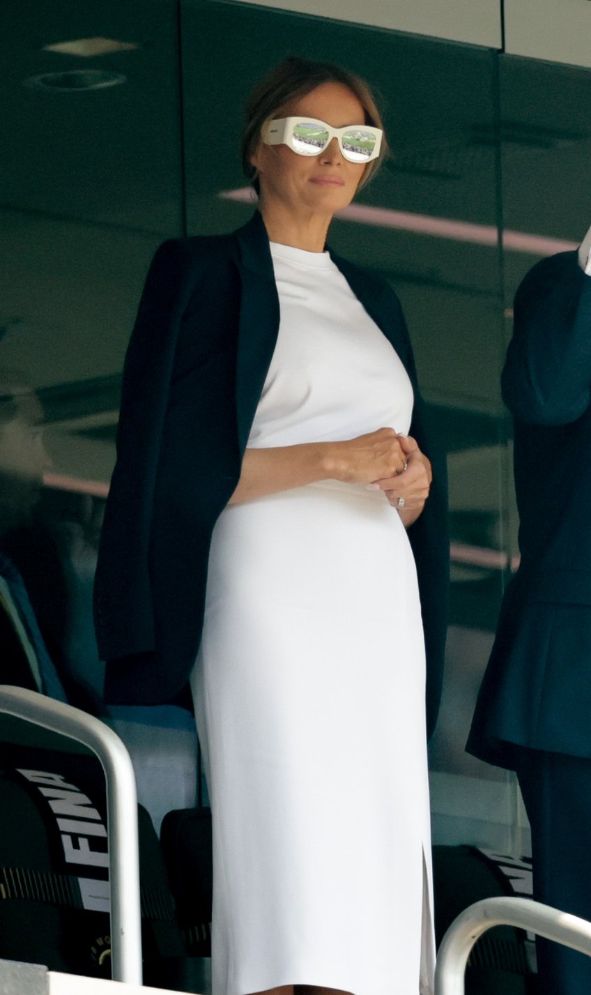 fashion notes melania trump is white hot in michael kors christian dior shades for fifa world cup