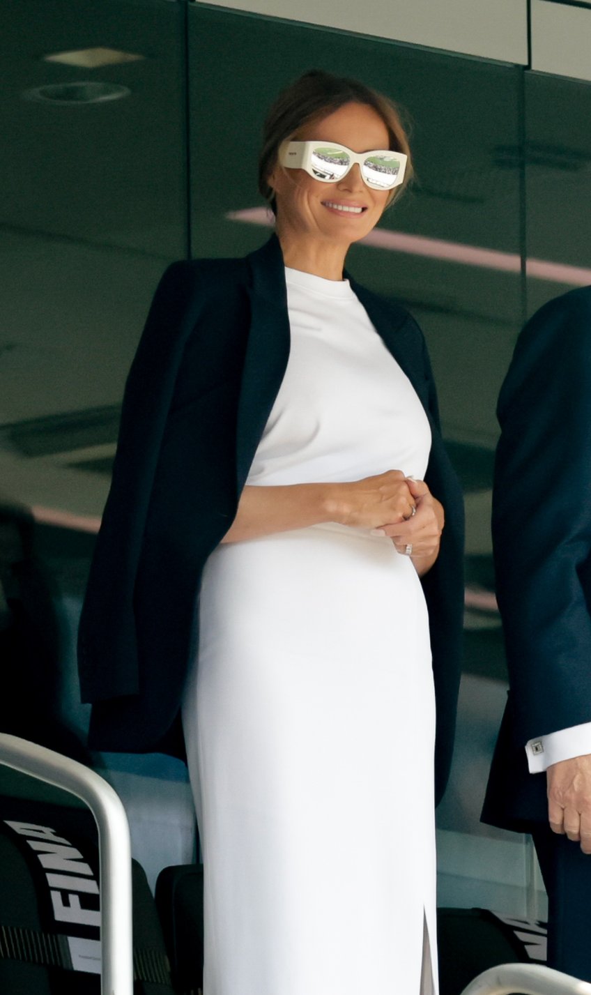 fashion notes melania trump is white hot in michael kors christian dior shades for fifa world cup