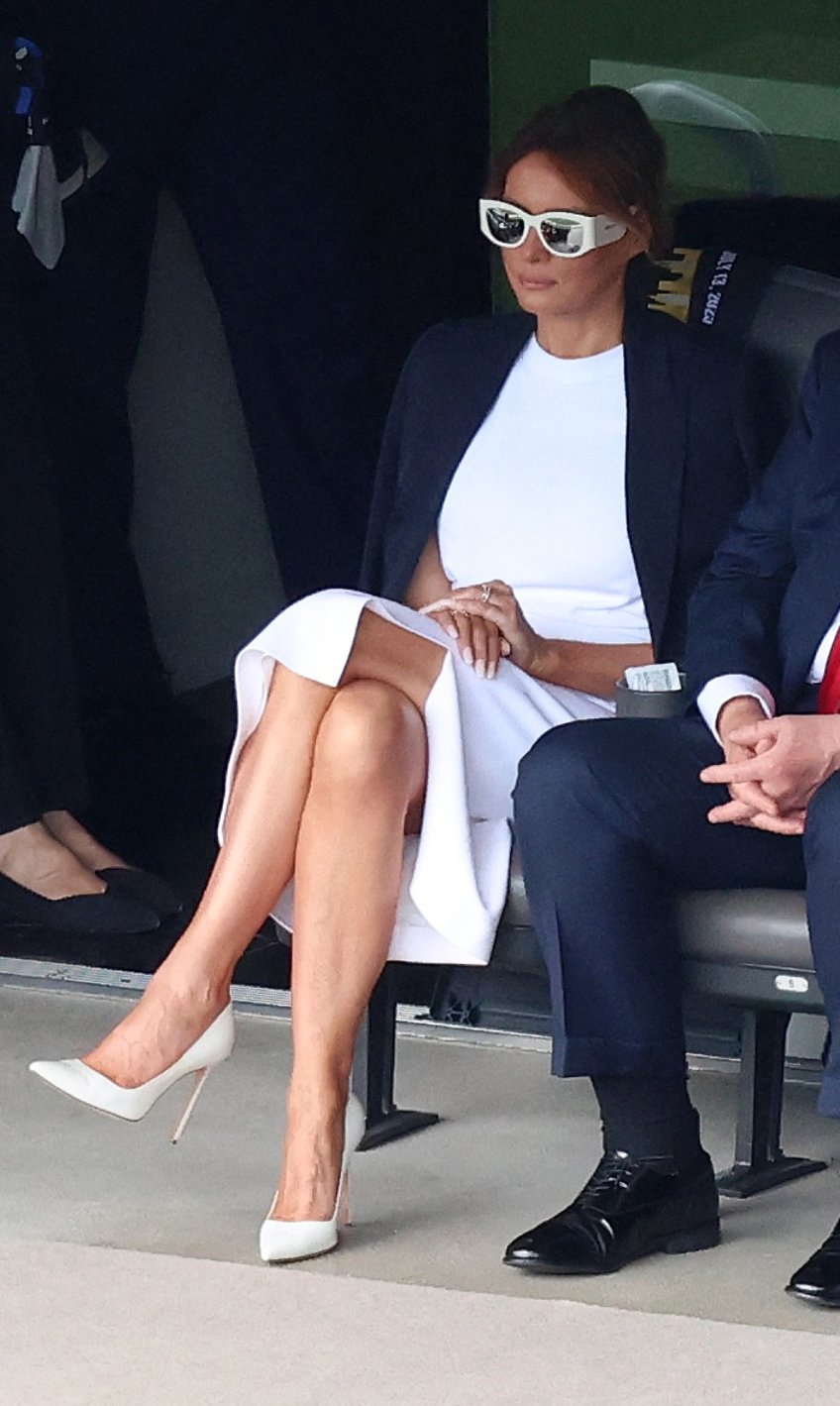 fashion notes melania trump is white hot in michael kors christian dior shades for fifa world cup