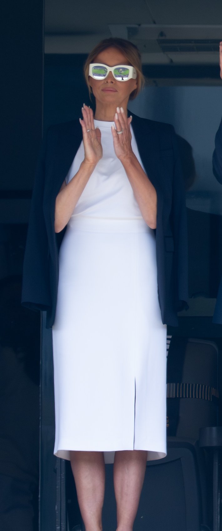 fashion notes melania trump is white hot in michael kors christian dior shades for fifa world cup