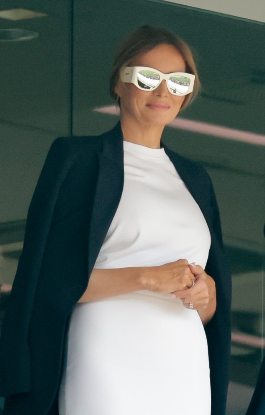 fashion notes melania trump is white hot in michael kors christian dior shades for fifa world cup