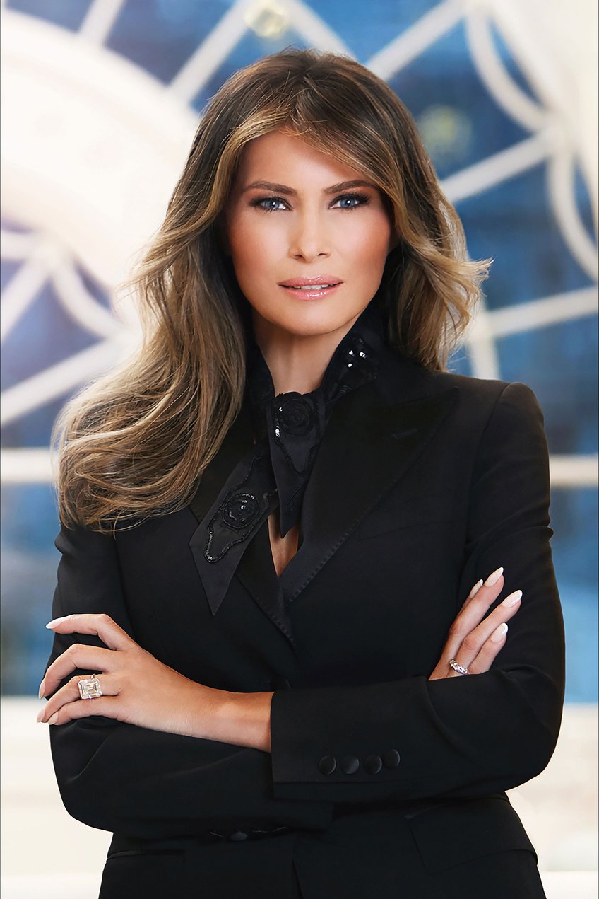 fashion notes melania trump power poses in dolce gabbana for official white house portrait