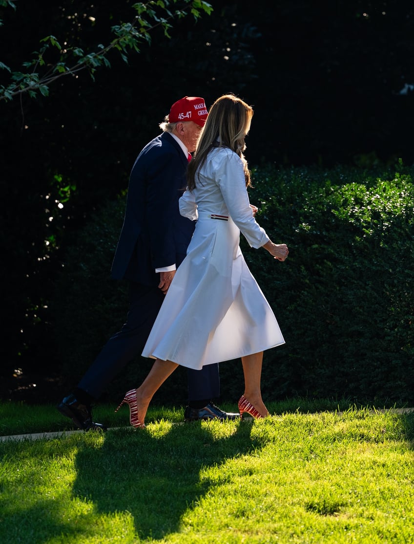 fashion notes melania trump spends 4th of july weekend in thom browne manolo blahniks